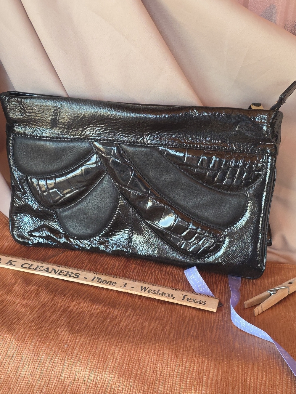 Cynthia Rowley Black PVC Evening Clutch - Women's Bag